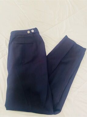 Calvin Klein Highline Linen Blend Navy Pants Trousers NWOT 12